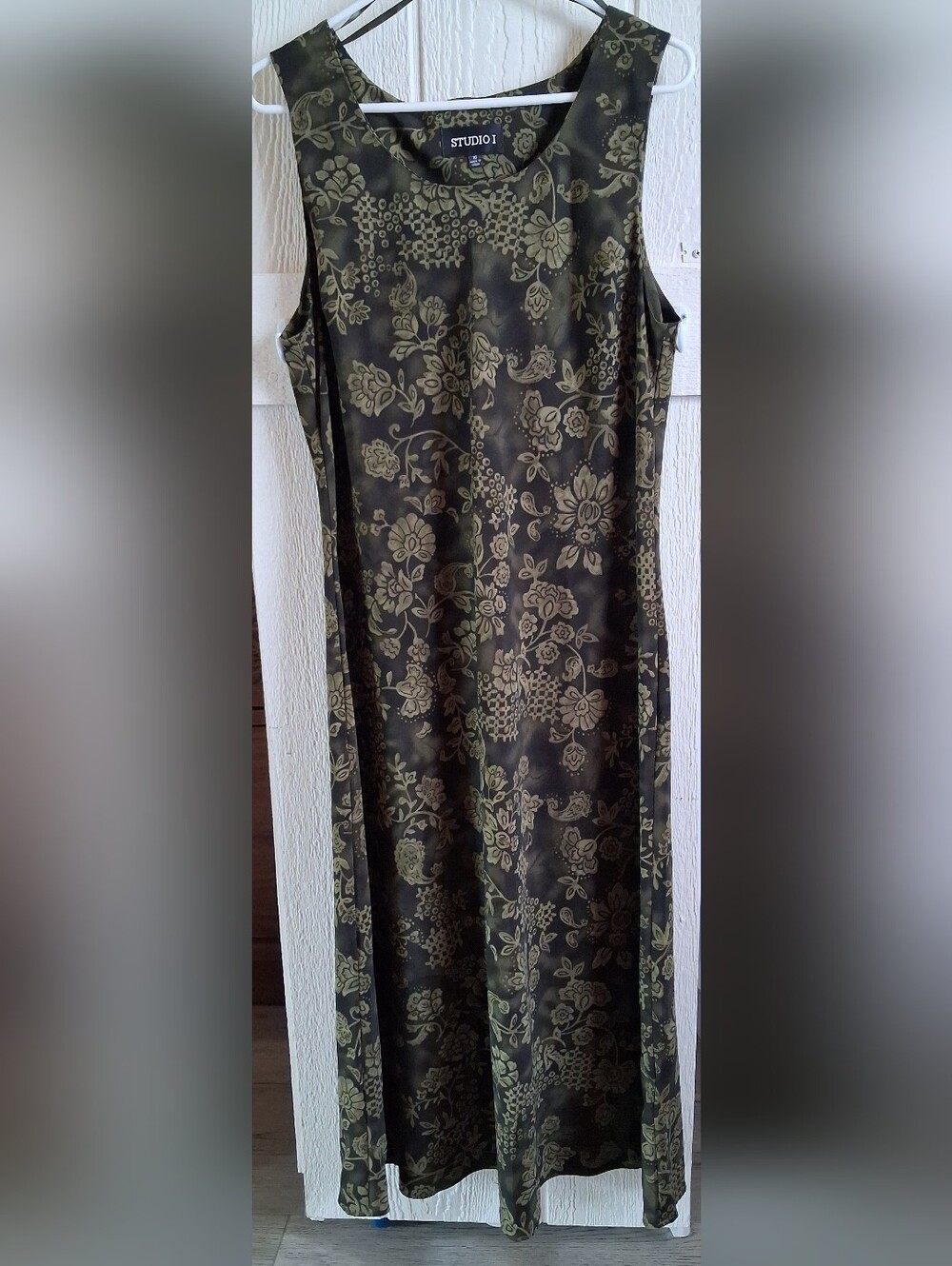 Studio I Olive Green Floral Maxi Dress, Size 16